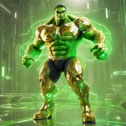 ai generated image of a golden hulk in a futuristic crypto tech suit with glowing bitcoin glasses and a high tech environment exuding power and digital innovation in a matrix inspired scene download 2025 04 07t083319 816